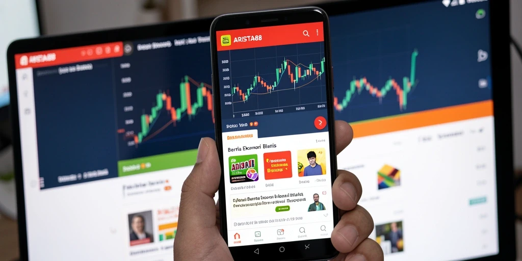 Tampilan antarmuka ARISTA88 yang informatif dan menarik untuk aplikasi Ekonomi Bisnis.