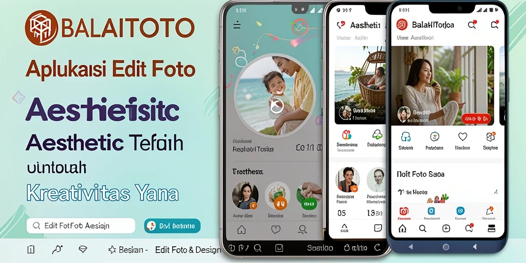 Tampilan antarmuka aplikasi BALAITOTO dengan fitur edit foto aesthetic.