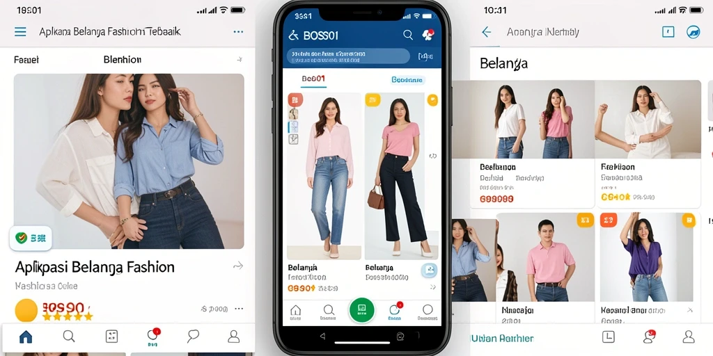 Antarmuka BOS01 yang modern dan mudah digunakan untuk belanja fashion.