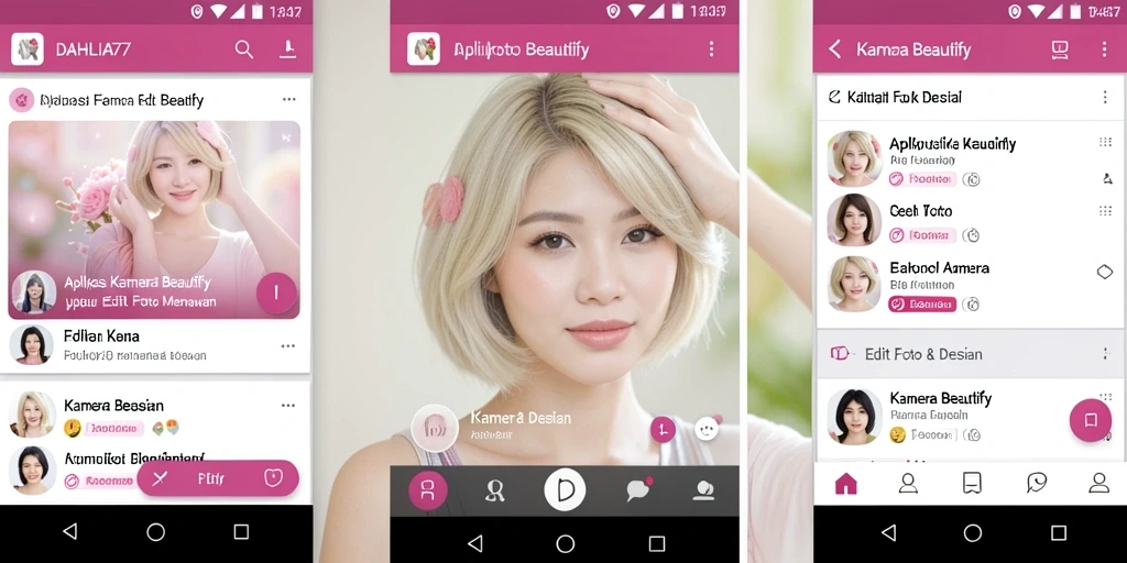 Antarmuka DAHLIA77 dengan fitur Kamera Beautify yang menarik.