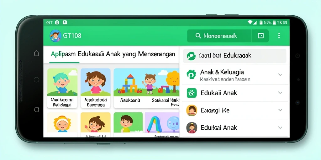 Tampilan antarmuka GT108 yang ceria untuk belajar anak.