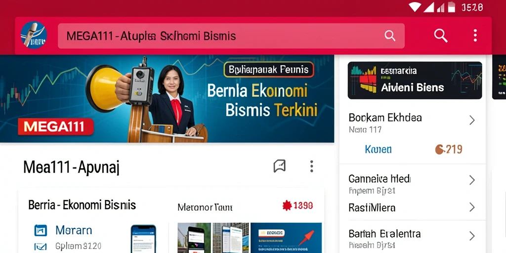 Tampilan antarmuka aplikasi MEGA111 dengan berita ekonomi terbaru.