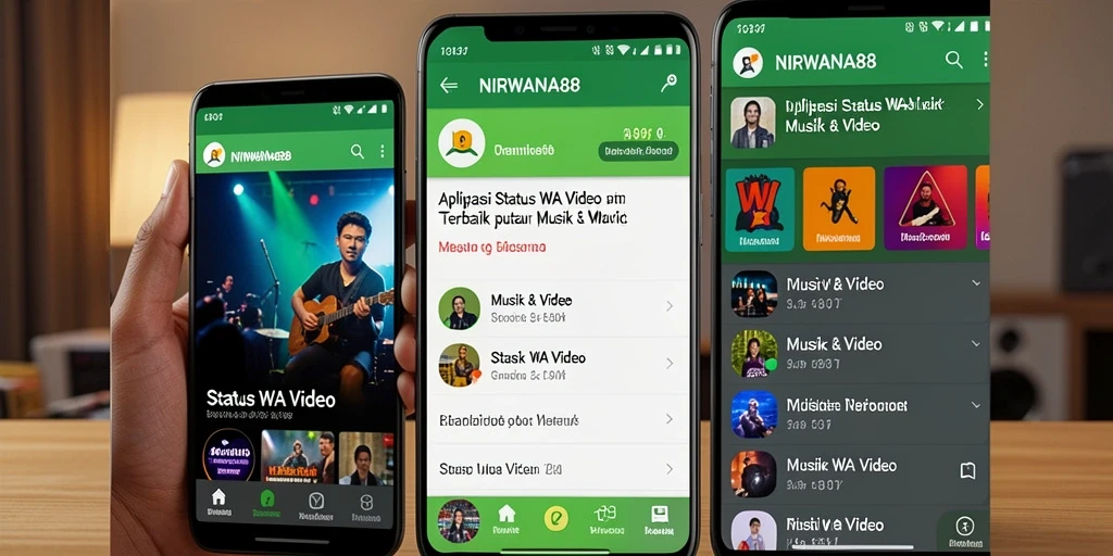 Antarmuka pengguna NIRWANA88 yang menarik dan fungsional untuk video status.