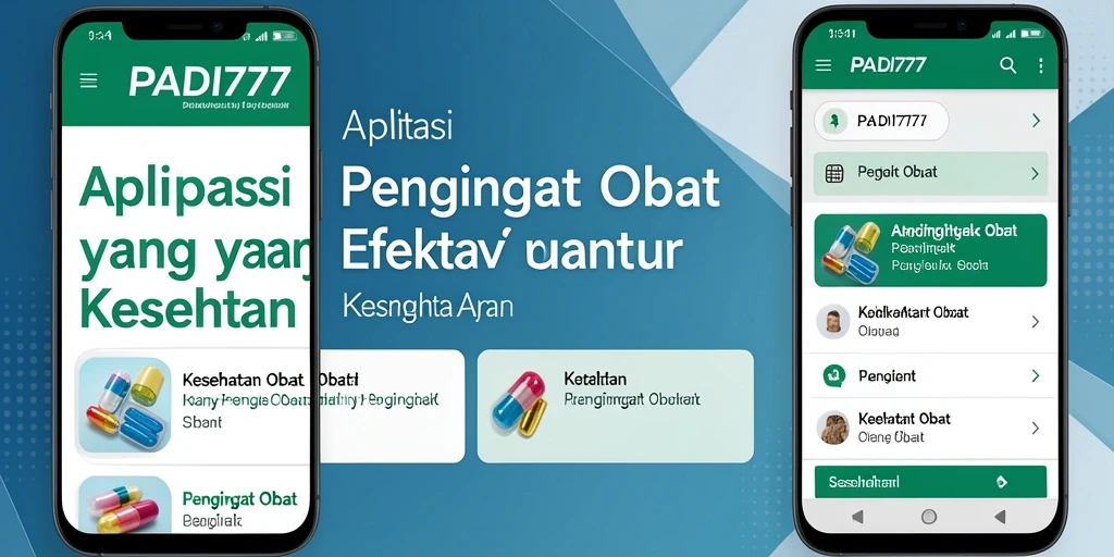 Tampilan utama PADI777 dengan pengingat dan informasi obat.