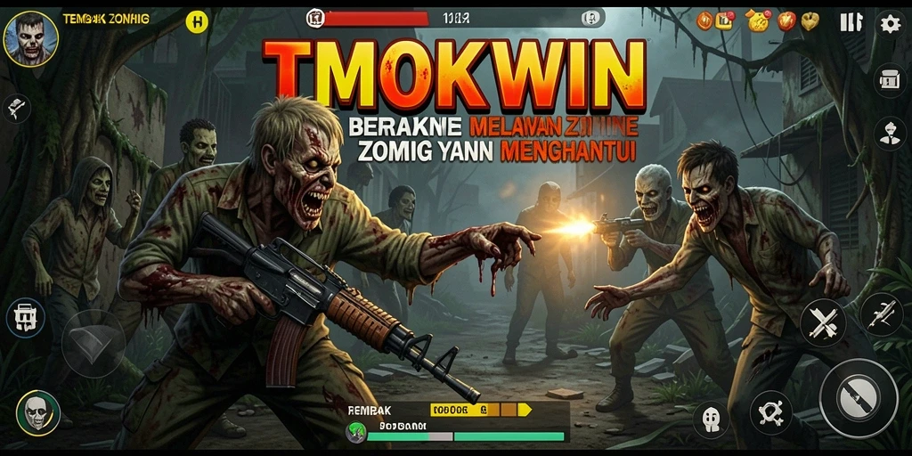 Tampilan antarmuka TMOKWIN saat siap bertempur melawan zombie.