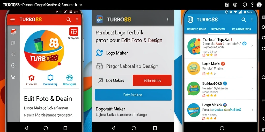 Tampilan antarmuka TURBO88 yang intuitif dan penuh fitur Logo Maker.