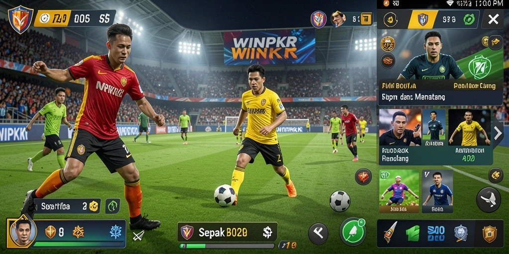 Antarmuka <strong>WINPKR</strong> yang menarik dengan aksi Sepak Bola seru.